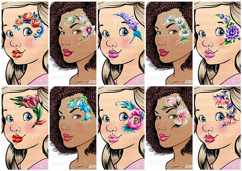 חוברת הדרכה לציורי פנים מהדורת פרחים א+ב