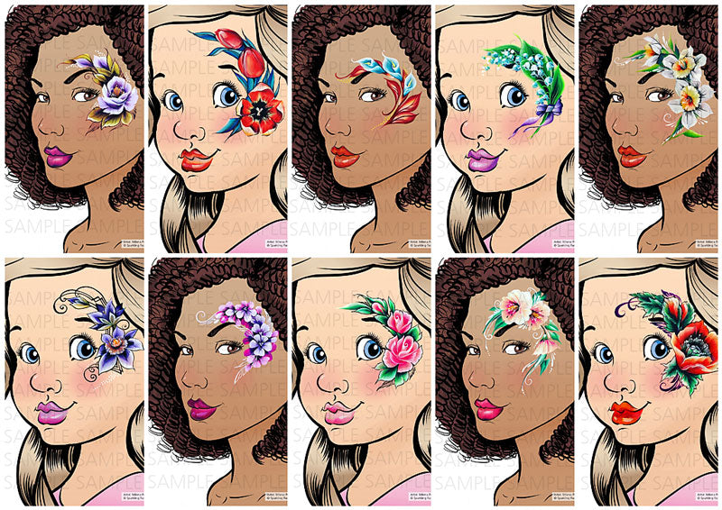 חוברת הדרכה לציורי פנים מהדורת פרחים א+ב
